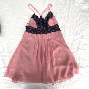 Victoria’s Secret pink babydoll with black lace trim